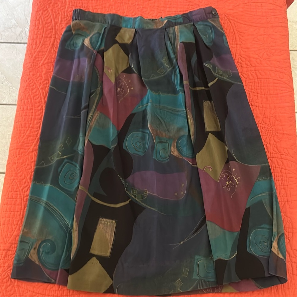 Vintage 80s Kensington Square Made in USA Midi A-Line Skirt.